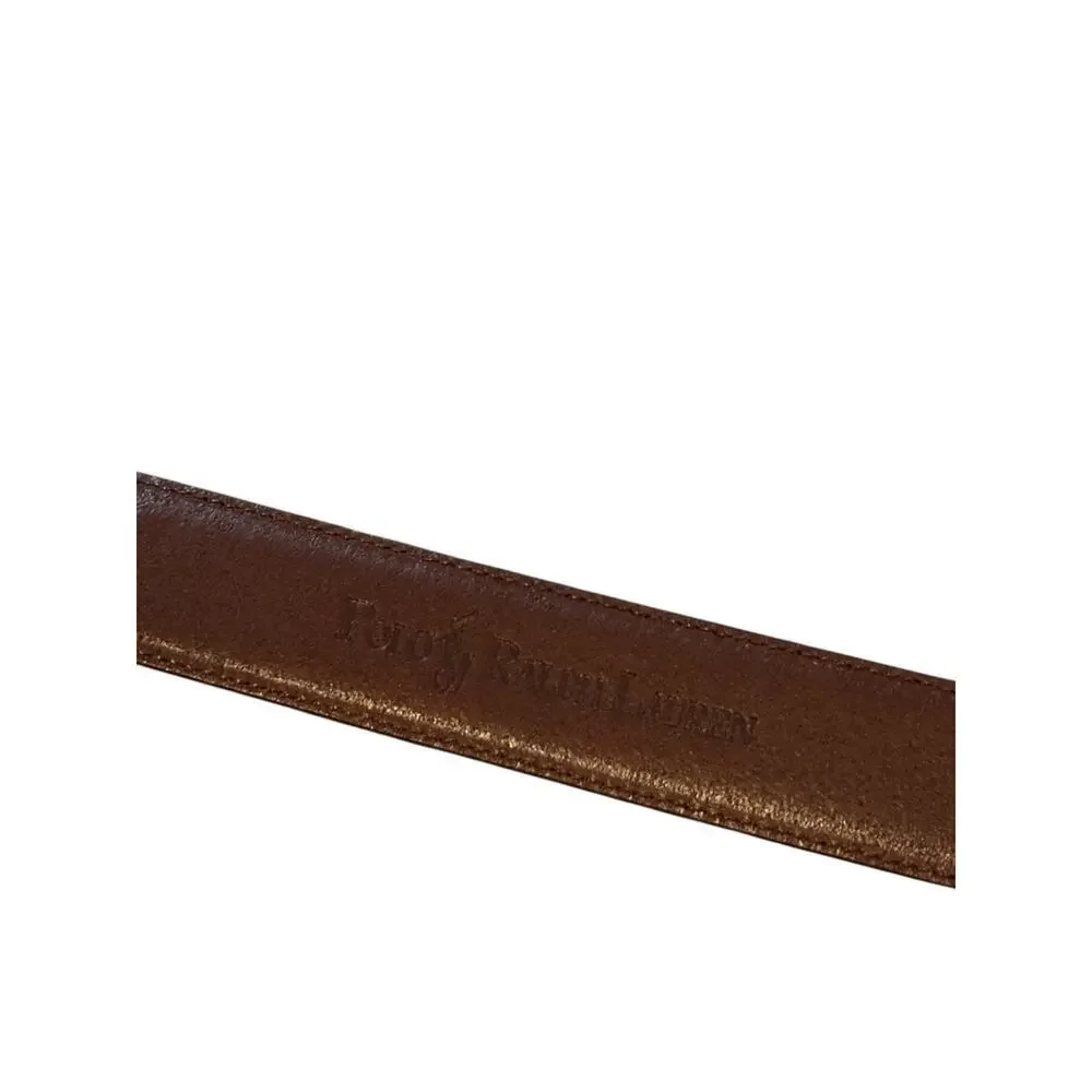 Polo Ralph Lauren Men's Brown Genuine Leather brass Buckle Belt Size 40